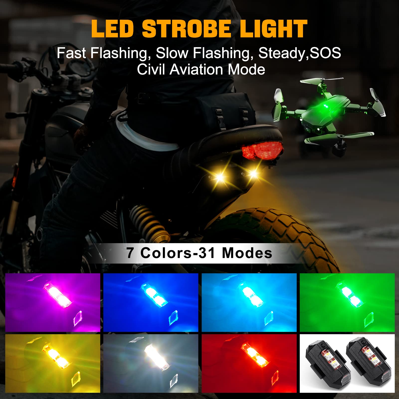 Drone Strobe Light - Luzes da motocicleta drone luz estroboscópica