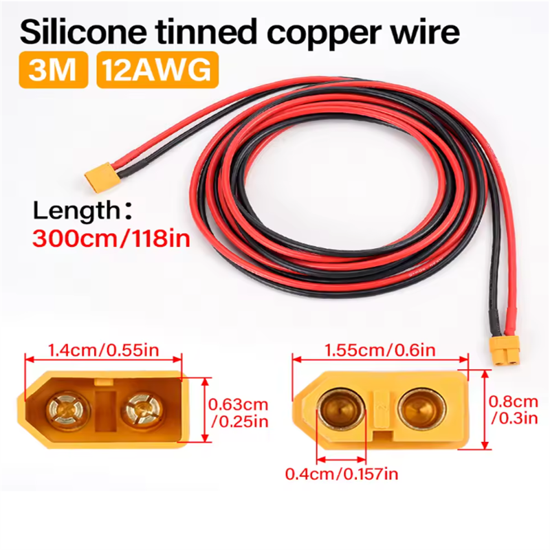 12awg xt60 macho fêmea convers - Drone Battery Adapter avaliação e preço